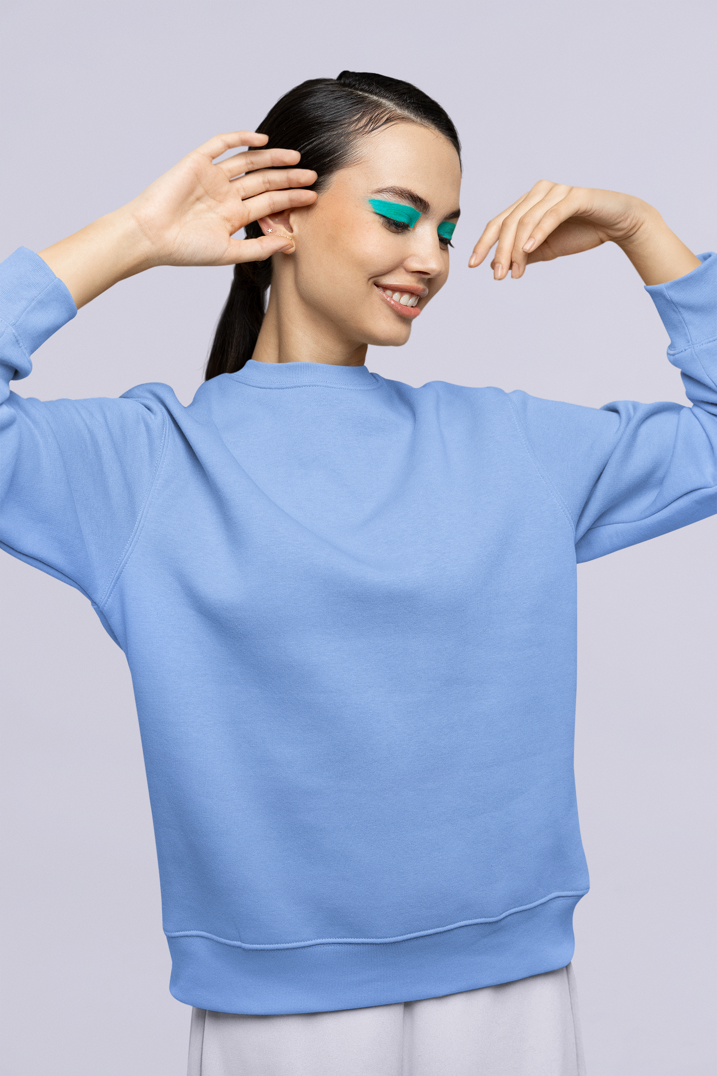 Solids : Sky Blue Oversized Sweatshirt