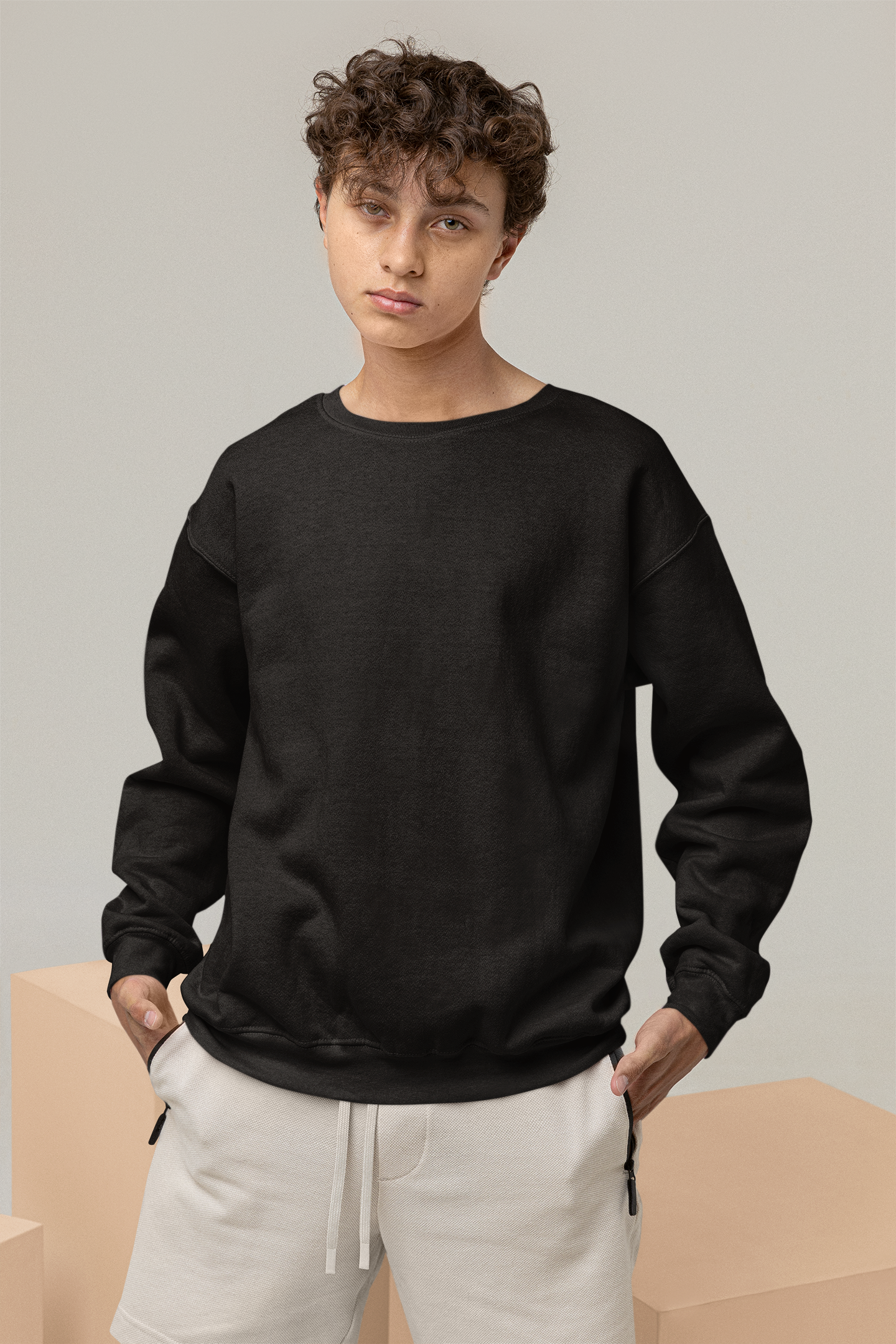 Solids : Black Oversized Sweatshirt