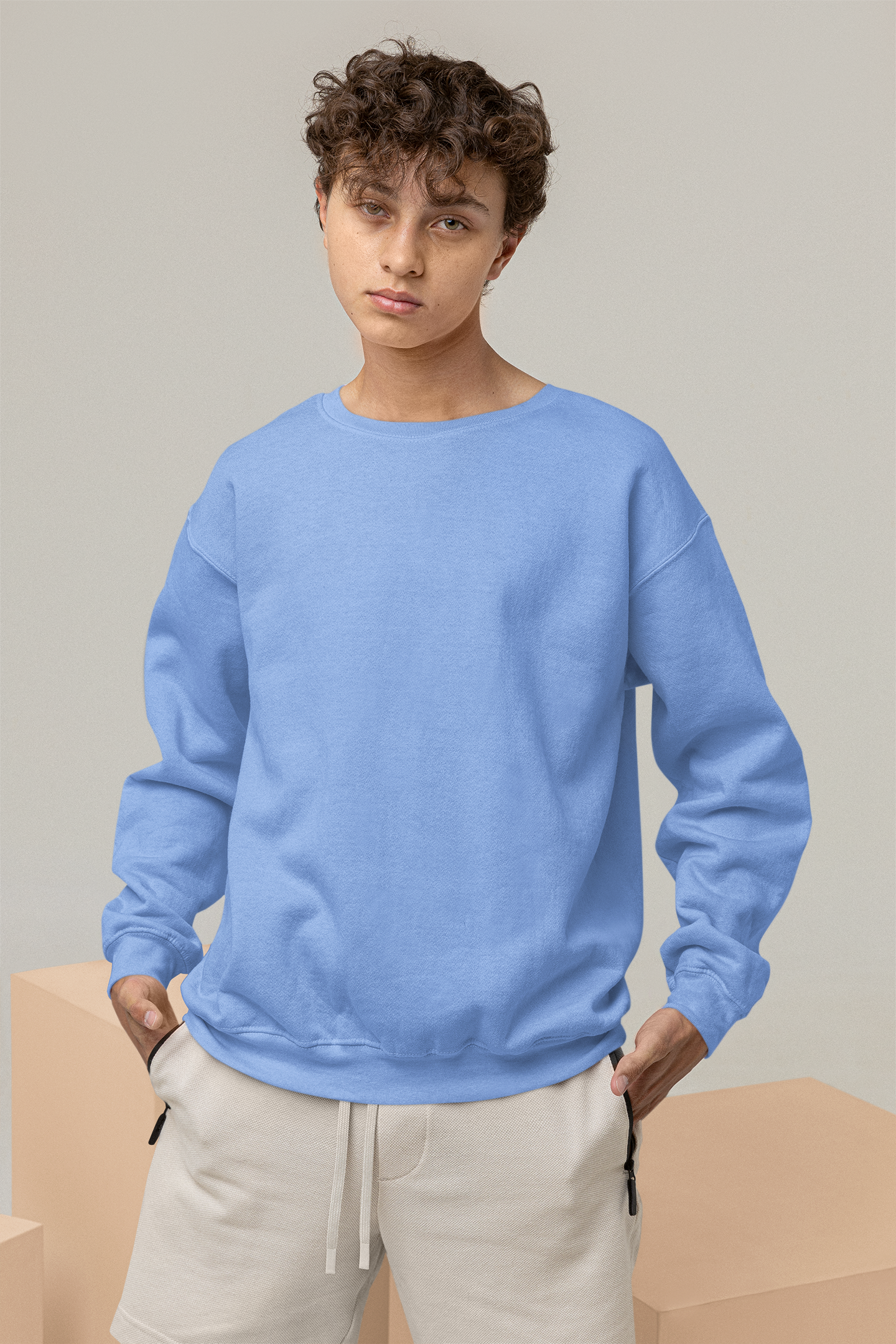Solids : Sky Blue Oversized Sweatshirt