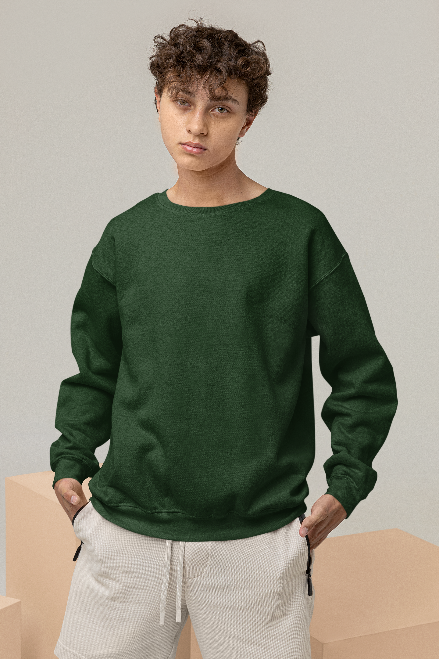 Solids : Dark Green Oversized Sweatshirt