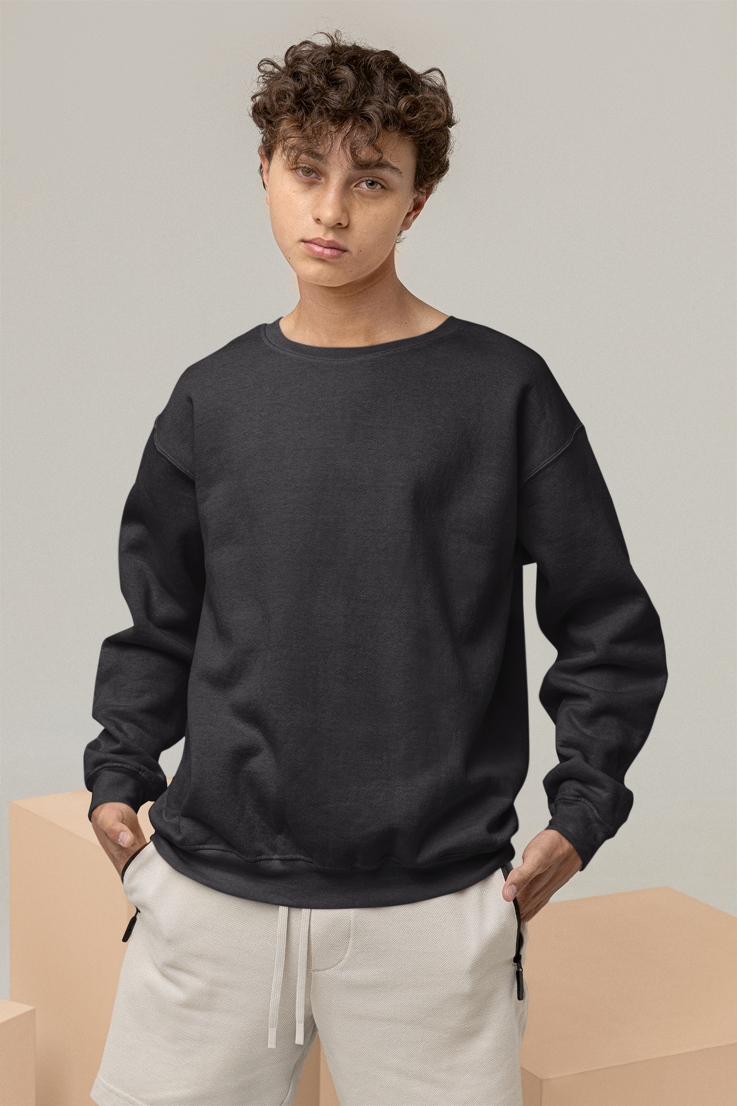 Solids : Grey Oversized Sweatshirt