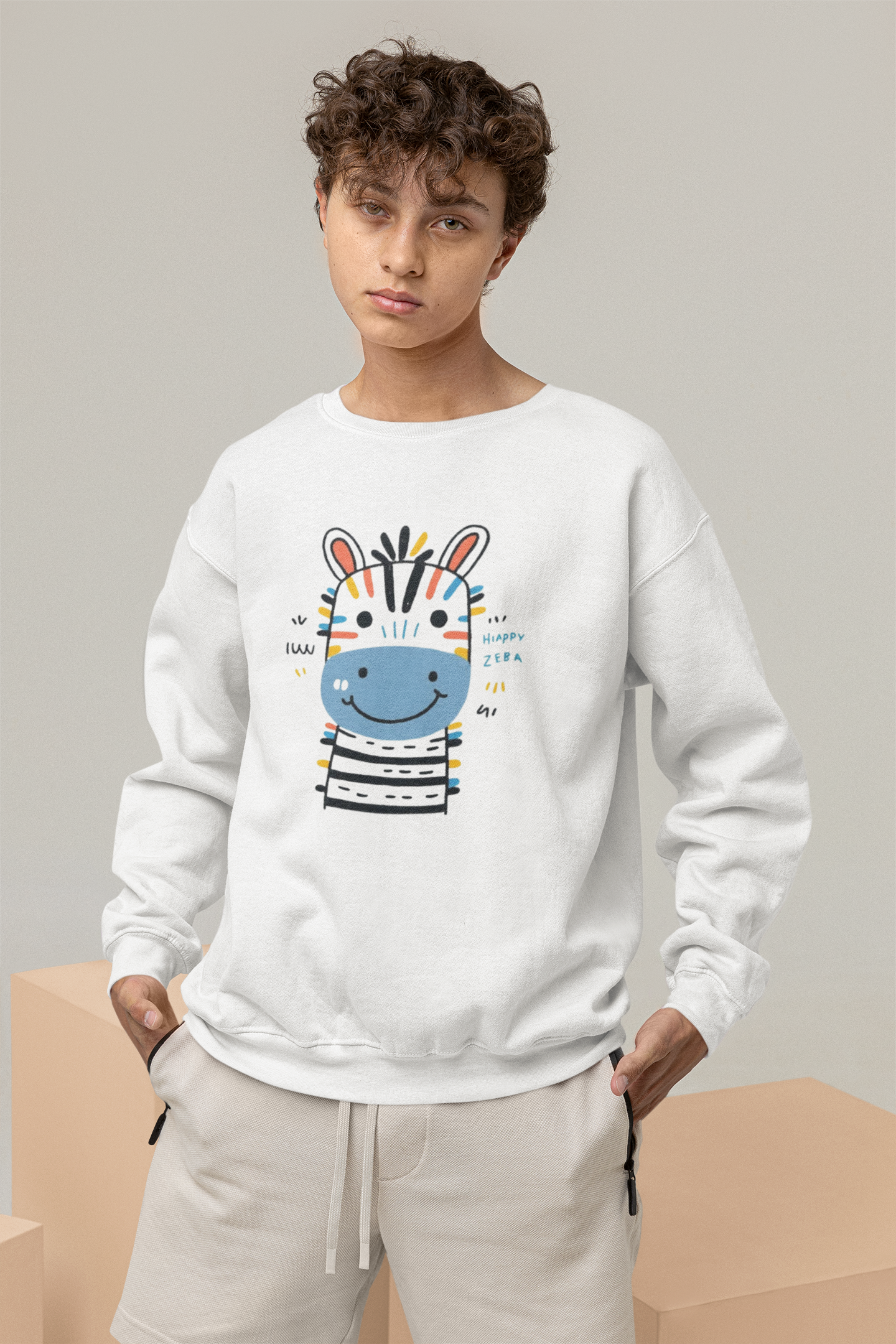 Happy Zebra Oversized Sweatshirt