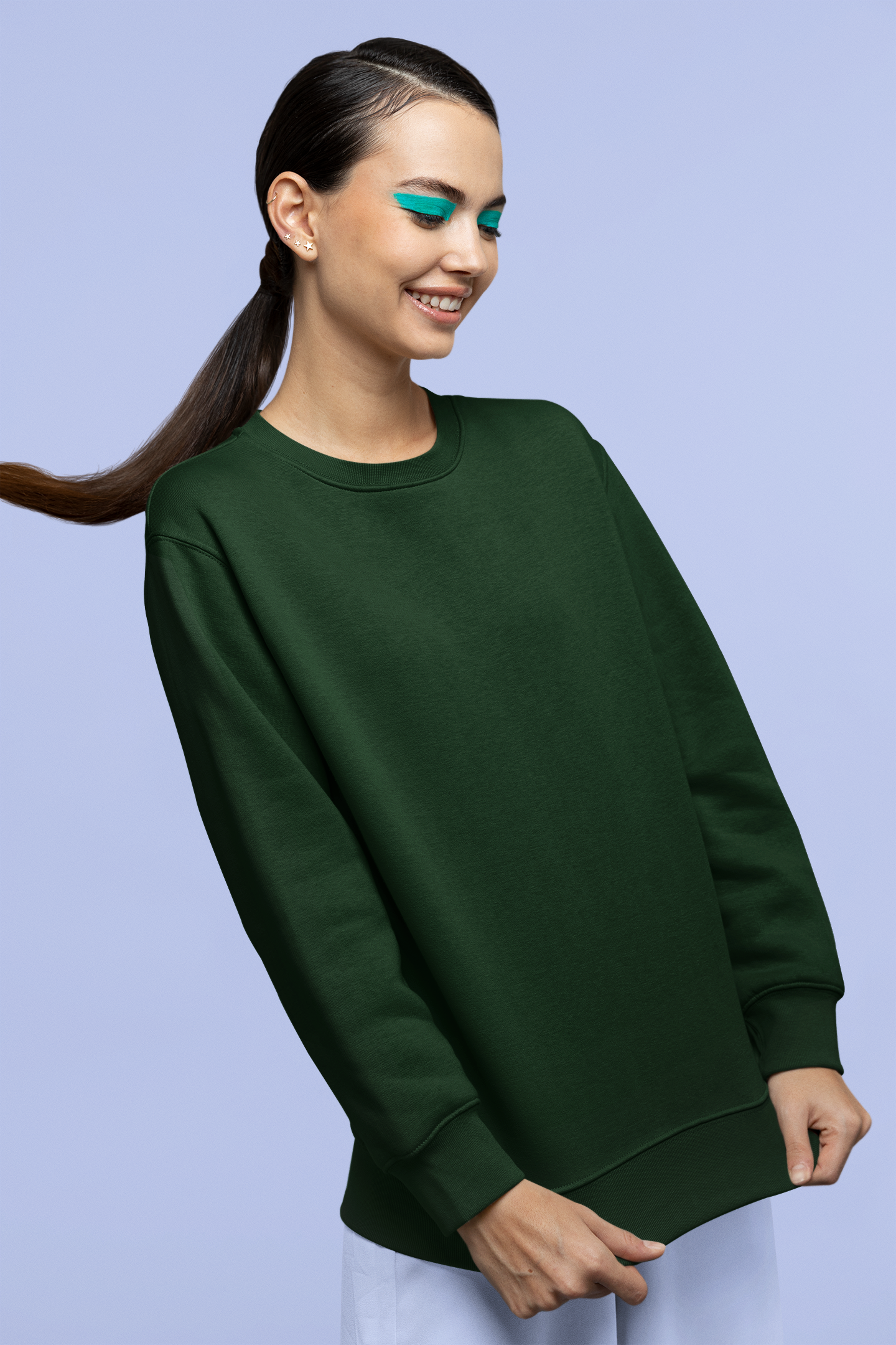 Solids : Dark Green Oversized Sweatshirt