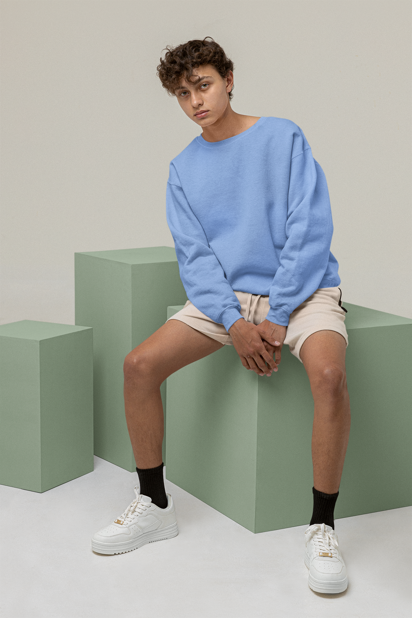Solids : Sky Blue Oversized Sweatshirt