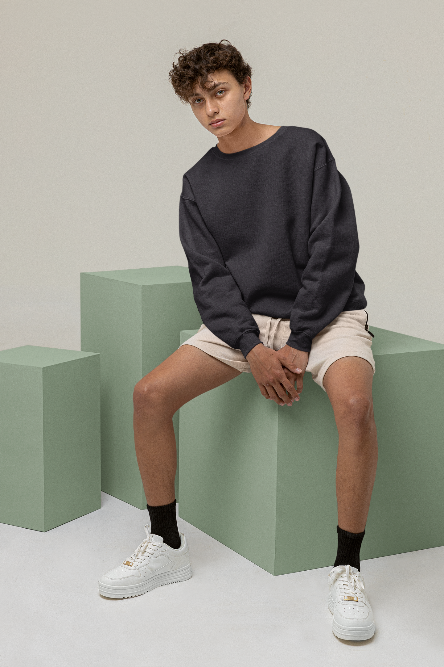 Solids : Grey Oversized Sweatshirt