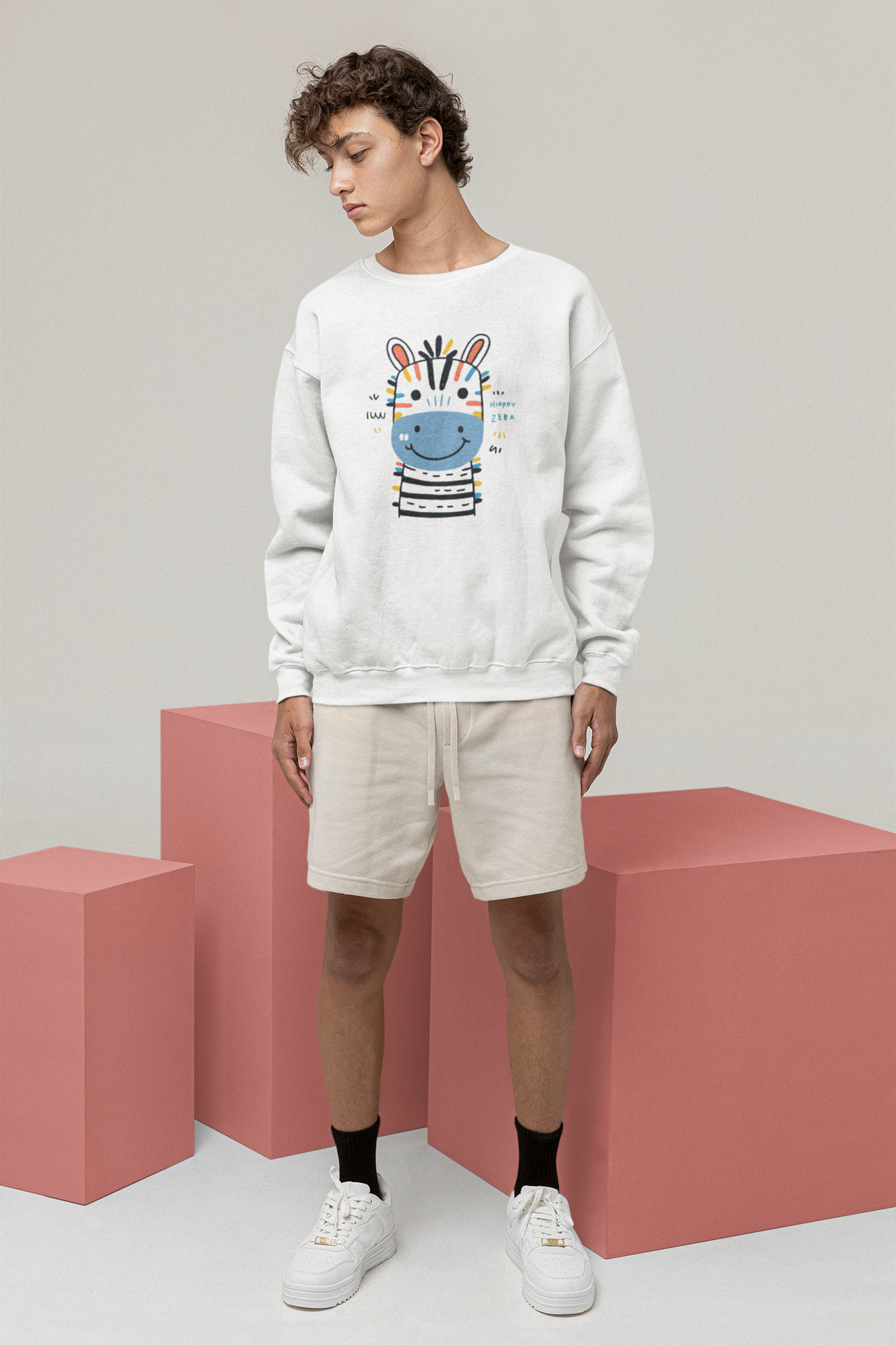 Happy Zebra Oversized Sweatshirt