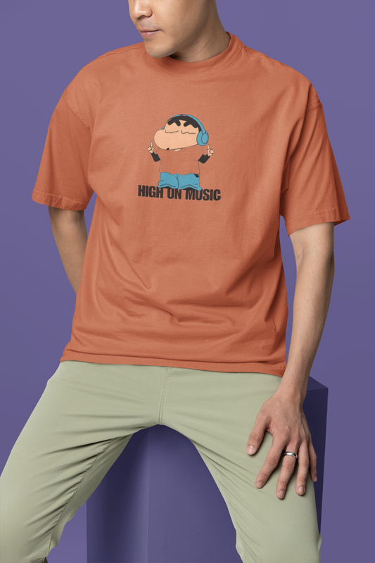 Sinchan : High On Music Oversized T-shirt