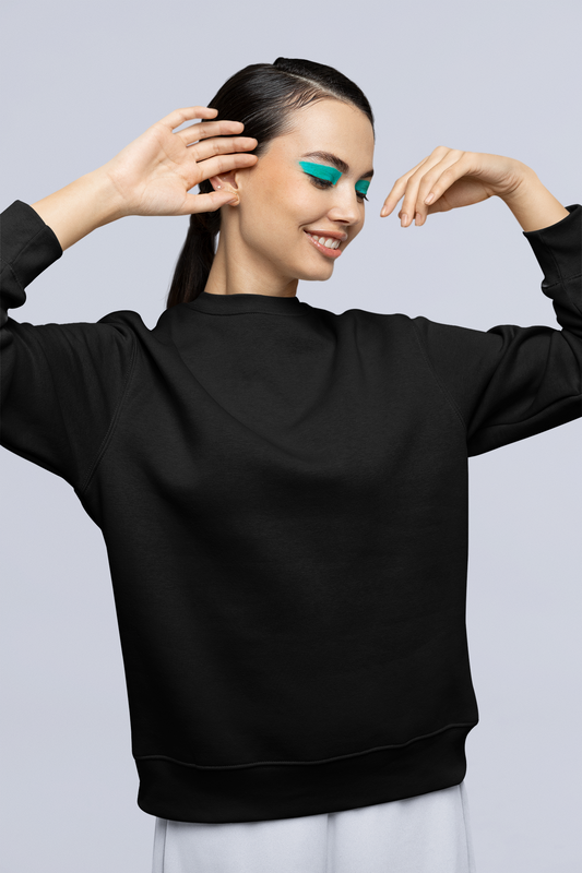 Solids : Black Oversized Sweatshirt