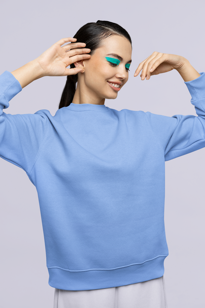 Solids : Sky Blue Oversized Sweatshirt
