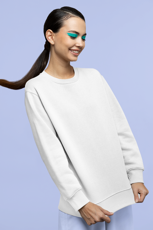 Solids : White Oversized Sweatshirt