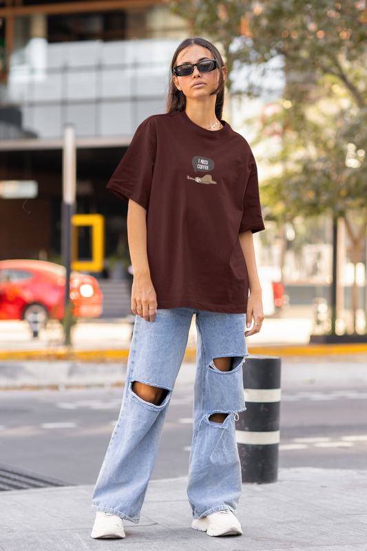 Lazy Sloth : I need Coffee Oversized T-shirt