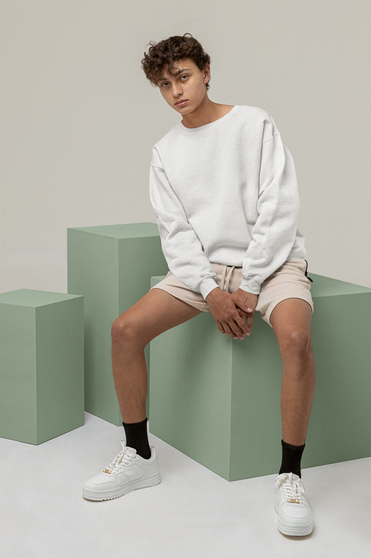 Solids : White Oversized Sweatshirt